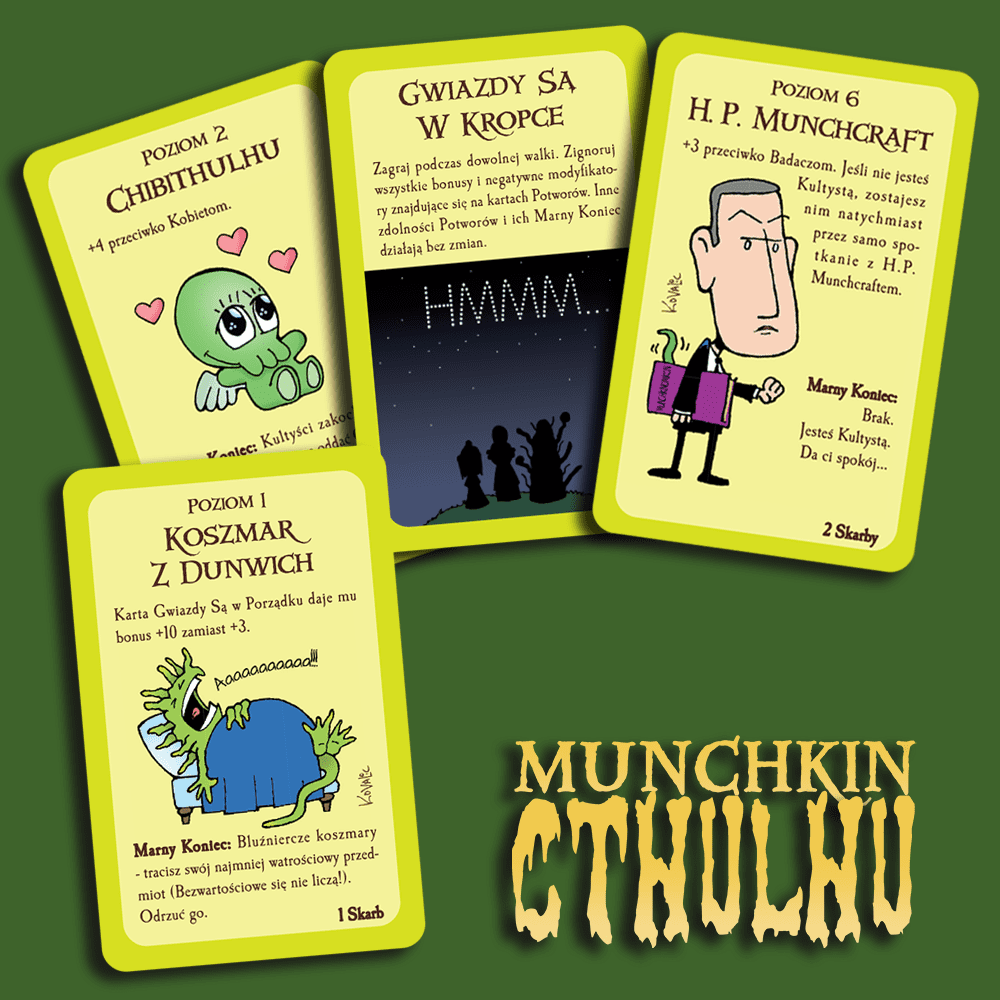 Wizualizacja wybranych kart Munchkin Cthulhu